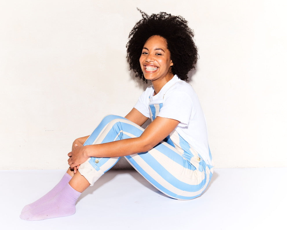 Sustainable || Handmade in the UK | Dungarees | Maternity and beyond | Stripy | Blue | Summer | spring