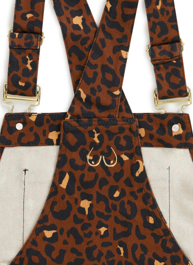 Sustainable || Handmade in the UK | Dungarees | Maternity and beyond | Wild Leopard Print | Gold details