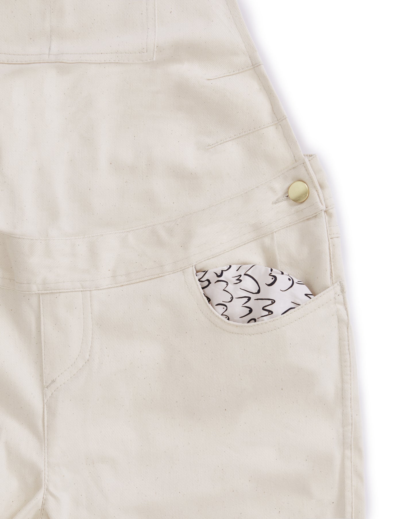 Sustainable || Handmade in the UK | Dungarees | Maternity and beyond | Ecru | Detailed pockets